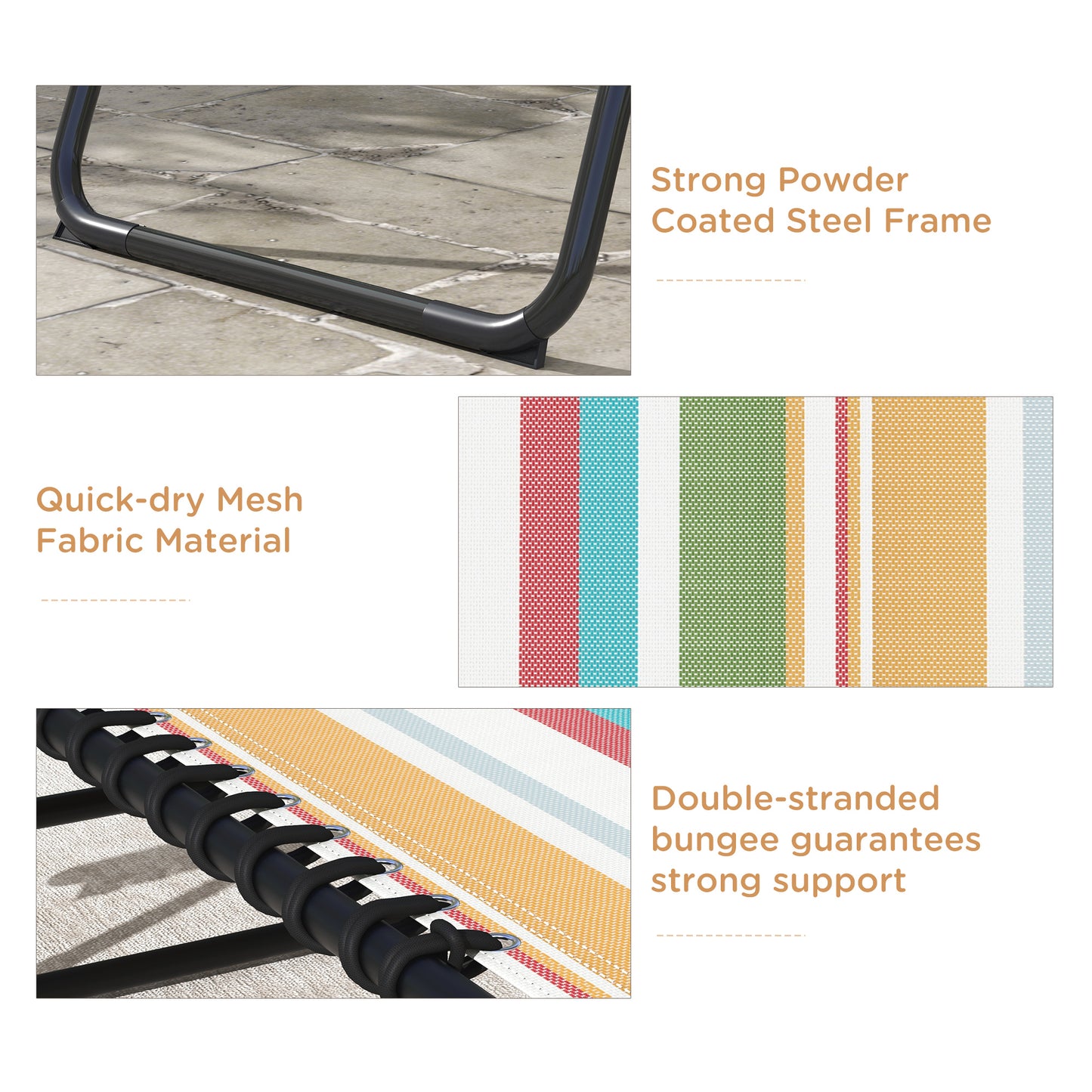Set of Two Folding Sun Loungers, with Four-Position Backs - Multicoloured