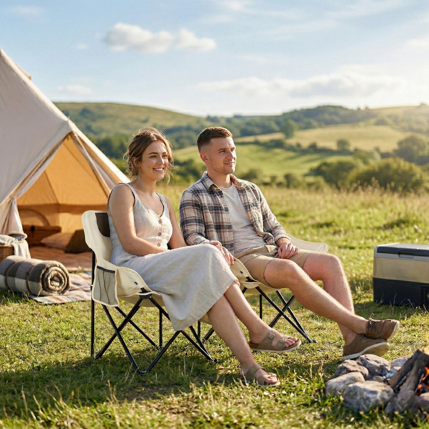 Camping Chair, Lightweight Folding Chair with Carrying Bag and Storage Pocket, for Festivals, Fishing, Beach and Hiking