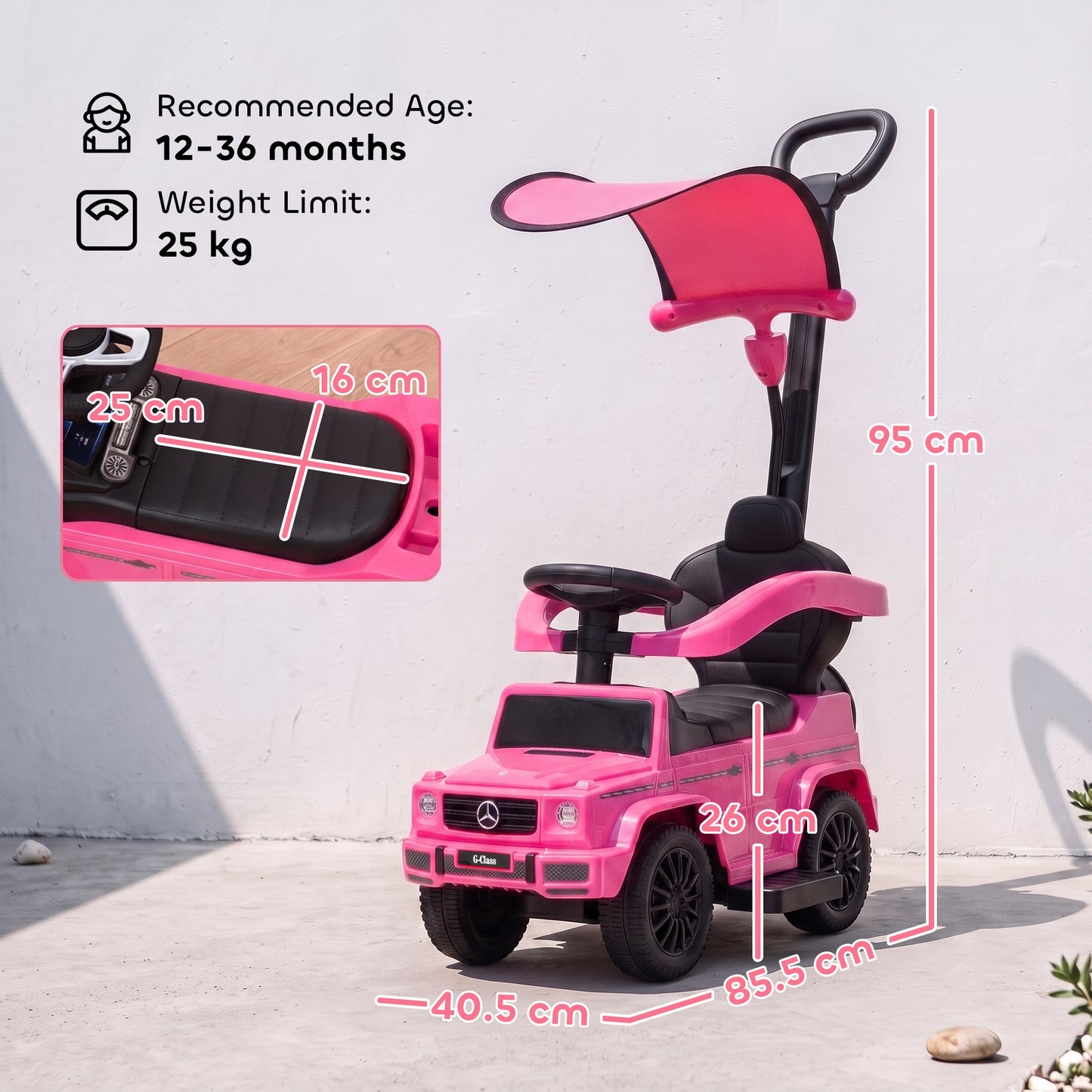 3 in 1 Kids Children Ride on Push Car Toddler Sliding Car G350 Licensed Walker Foot to Floor Slider Push-Along with Horn Stee