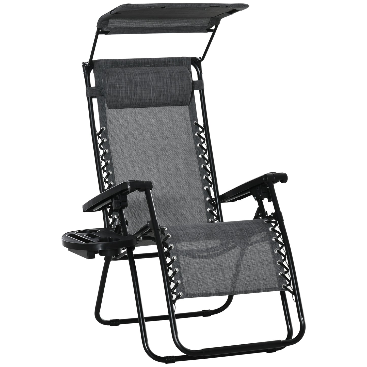 Foldable Reclining Garden Chair with Headrest, Zero Gravity Deck Sun Lounger Seat Chair with Footrest, Armrest