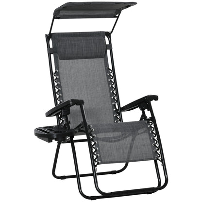 Foldable Reclining Garden Chair with Headrest, Zero Gravity Deck Sun Lounger Seat Chair with Footrest, Armrest