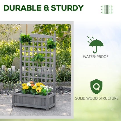Garden Planters with Trellis for Climbing Vines, Wood Raised Beds for Garden, Flower Pot, Indoor Outdoor, Grey