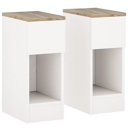 Set of Two Modern Storage Bedside Tables - Cream White
