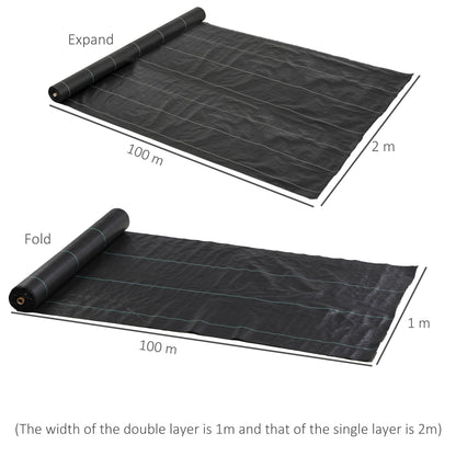 2m x 100m Heavy Duty Weed Control Membrane, Weed Membrane for Landscaping Driveway Gravel Artificial Grass Lawn Underlay
