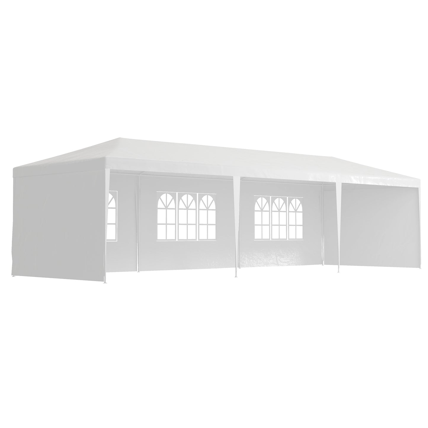9 x 3 m Party Tent Gazebo Marquee Outdoor Patio Canopy Shelter with Windows and Side Panels Black
