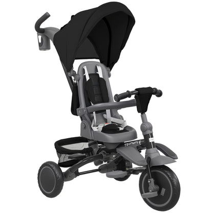 6 in 1 Foldable Kids Trike with Adjustable Parent Handle & Canopy for Ages 1-5, Black