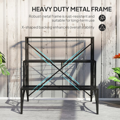 Three-Tier Decorative Metal Plant Stand - Black
