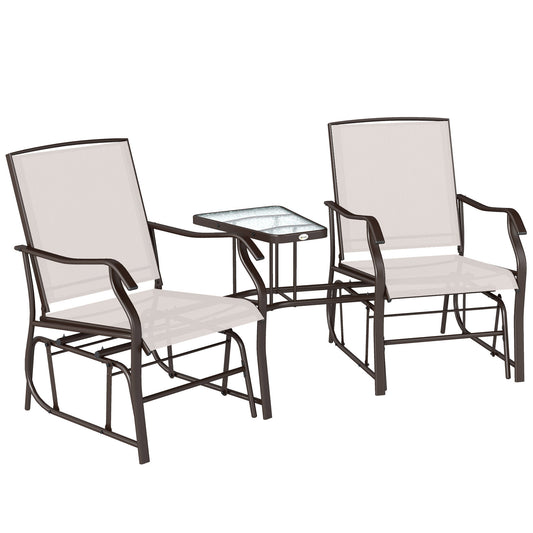 Gliding Jack and Jill Seat, with Glass-Top Table - Brown/Beige