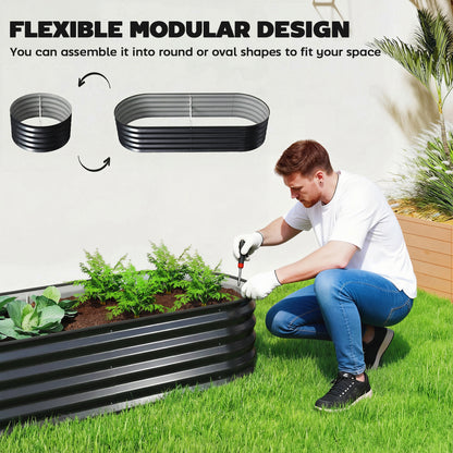 Set of Two 150 x 60cm Steel Planters - Dark Grey