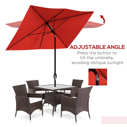 2 x 3 m Rectangular Parasol Umbrella - Red