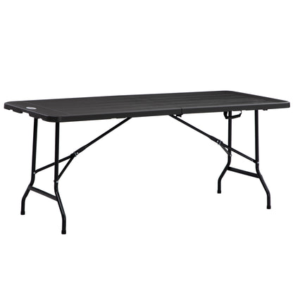Folding Garden Dining Table for 6, Rectangular Outdoor Dining Table with HDPE Tabletop, Foldable Garden Table