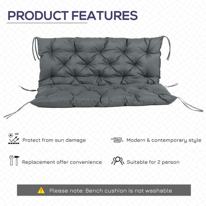 Garden Bench Cushion, 2 Seater Swing Chair Cushion, Seat Pad with Ties for Indoor and Outdoor Use, 120 x 110 x 12 cm