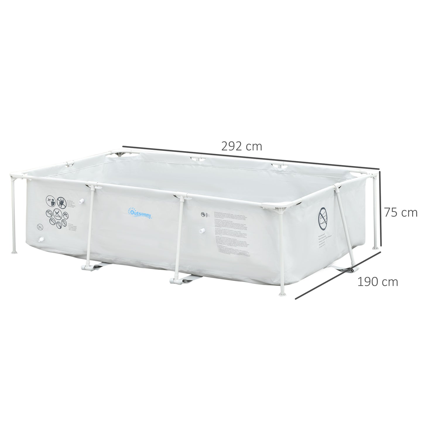 Steel Frame Pool with Filter Pump, Filter Cartridge, Rust Resistant Above Ground Swimming Pool, Grey