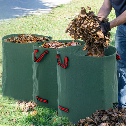 Garden Waste Bags, 272L x 3 Heavy Duty Garden Bags, Foldable and Reusable Waste Sacks with Handles for Loading Leaf, Trash