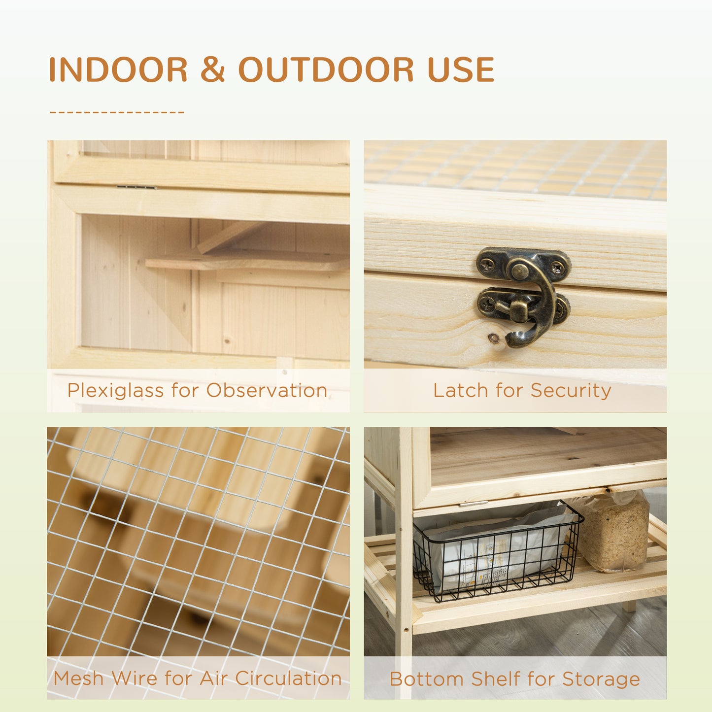 Wooden Large Hamster Cage, Gerbil Cage 4 Layers with Tall Bottom & Storage Shelf