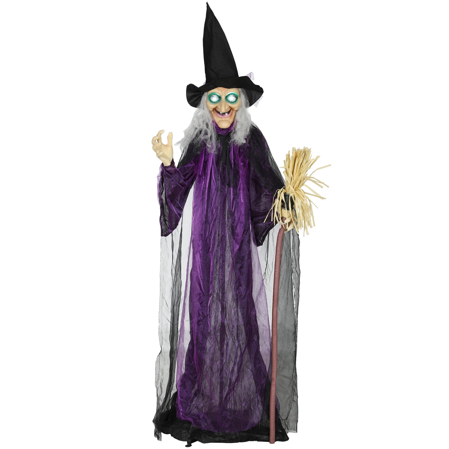6ft Animated Witch Decoration, with Sound - Purple/White