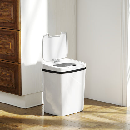 15L Sensor Bin, Automatic Touchless Kitchen Bin, Easy Clean, Battery Operated for Home Office, Bedroom, Bathroom, White