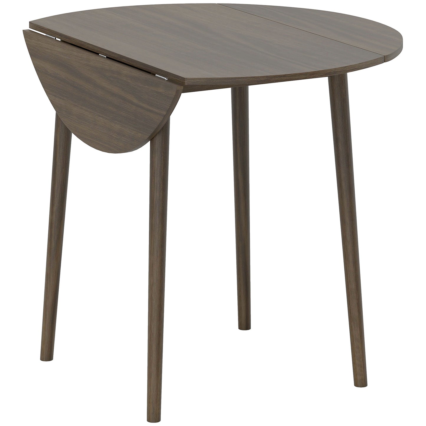 Folding Dining Table for 4, Round Drop Leaf Table, Modern Space Saving Small Kitchen Table with Wood Legs for Dining Room