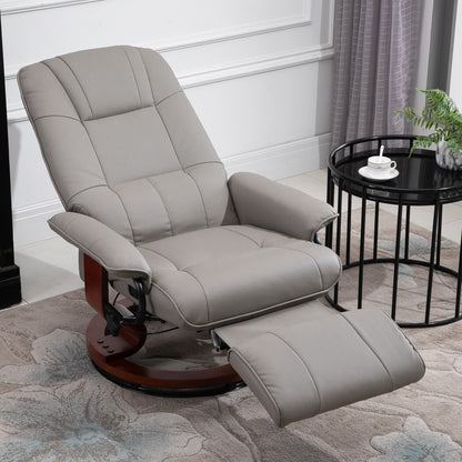Reclining Swivel Chair, with Footrest - Grey