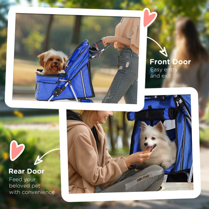 3 Wheel Pet Stroller for Small and Miniature Dogs, Blue