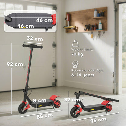Foldable Kids Electric Scooter with LCD Display, Dual Shock Absorption, Up to 15 KM/H, Max Range 6 KM for Age 6-14, Red