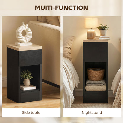 Set of Two Modern Storage Bedside Tables - Black