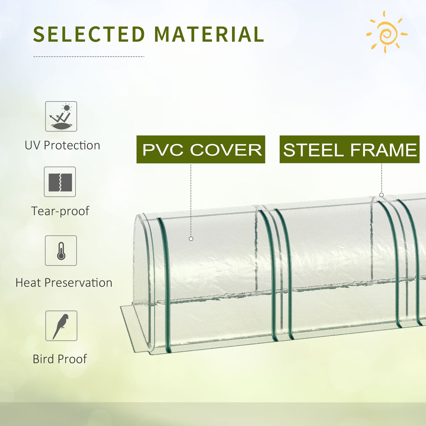 395 x 100 cm Low Tunnel Greenhouse - Clear