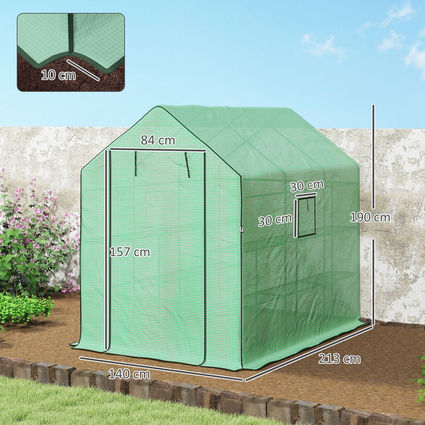 Walk-in Greenhouse with 3 Tier 12 Shelves, Small Greenhouse with Reinforced PE Cover