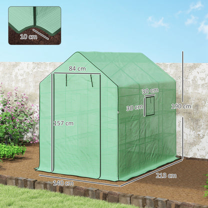 Walk-in Greenhouse with 3 Tier 12 Shelves, Small Greenhouse with Reinforced PE Cover