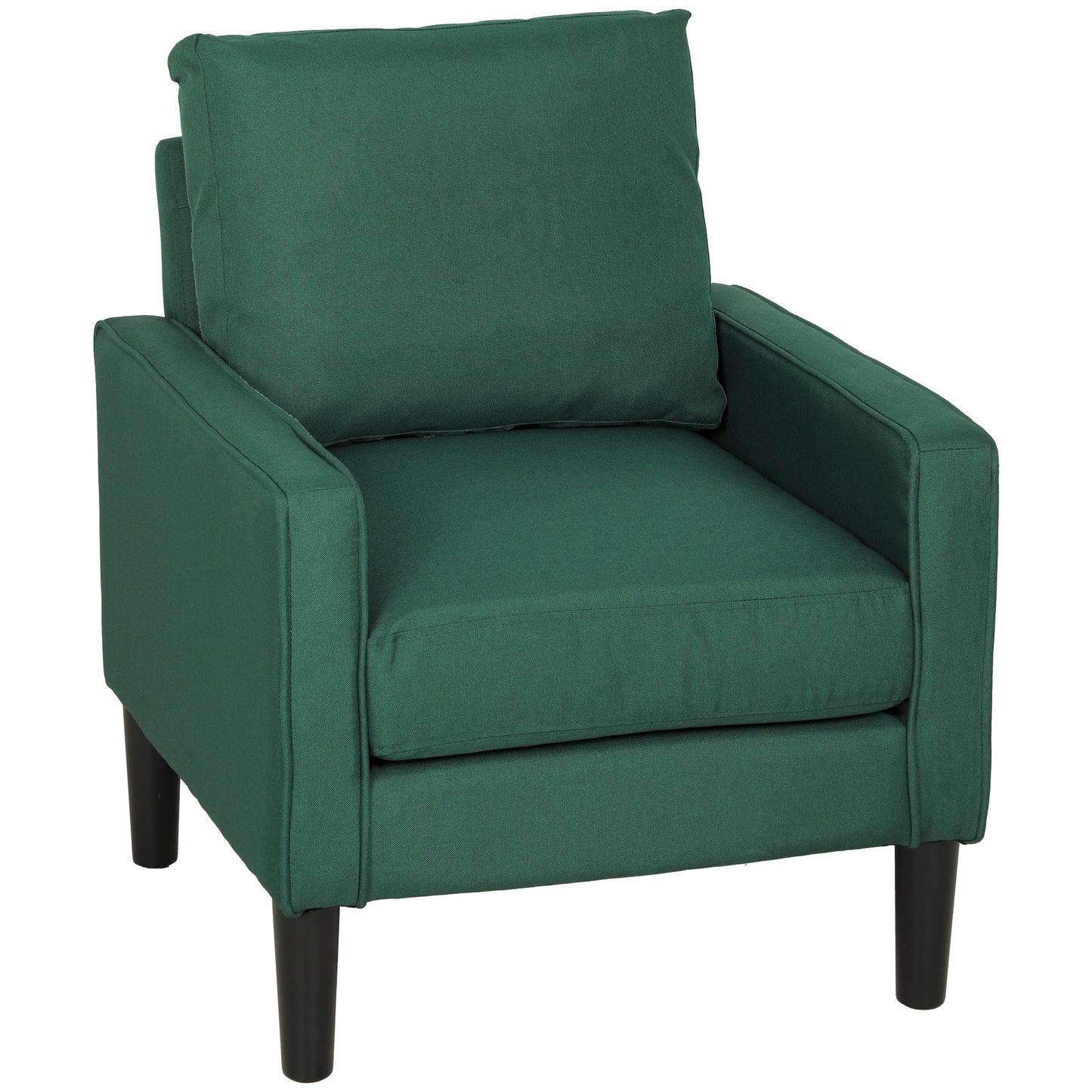 Accent Chair, Removable Pillow Linen Armchair with Comfy Spring Cushion for Living Room, Bedroom, Study, Dark Green