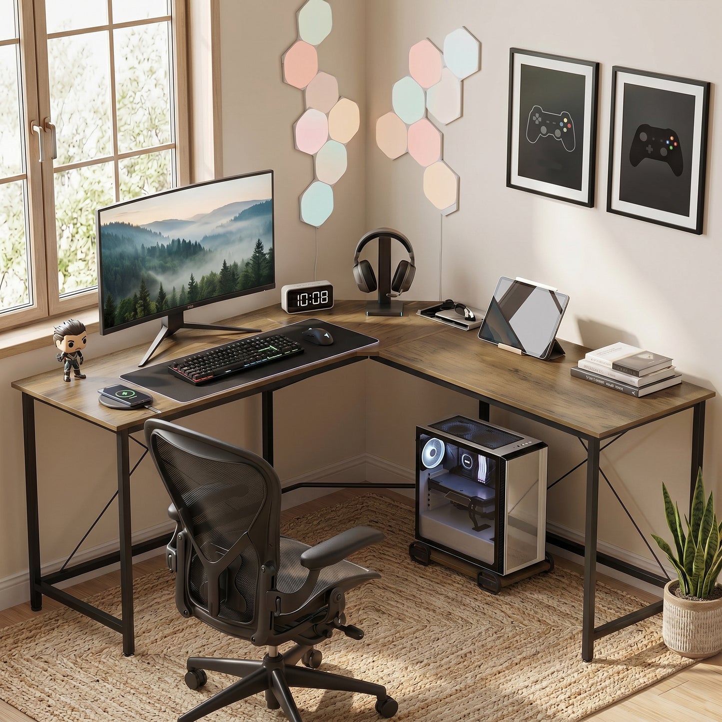 Corner L-Shape Computer Desk PC Workstation Writing Gaming Table Home Office