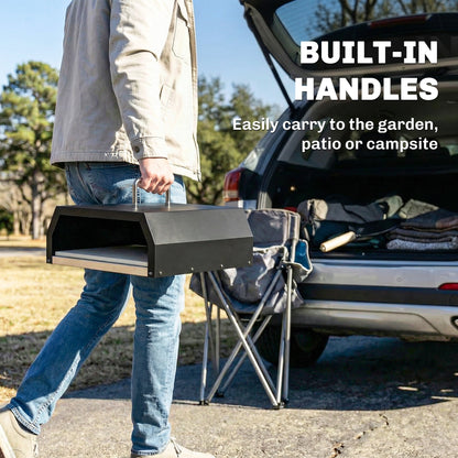 3 in 1 Outdoor Pizza Oven, Portable Wood Fired Pizza Maker with Handles, Stone and Peel