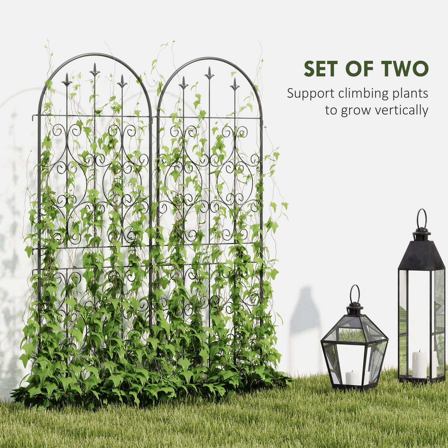 Set of 2 Metal Garden Trellis, Decorative Trellis Panels for Climbing Outdoor Plants, Vegetables, Vines, Flowers