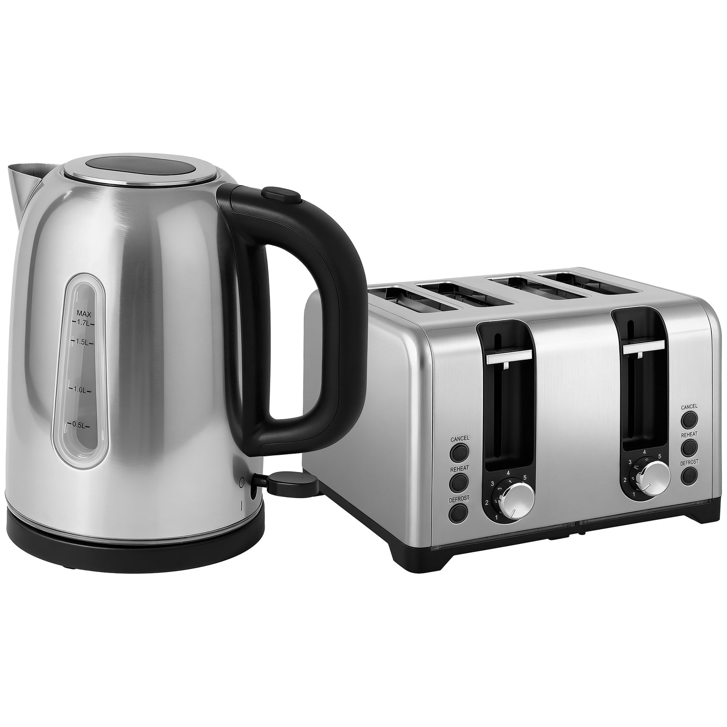 Kettle and Toaster Set, 1.7L 3000W Rapid Boil Jug Kettle with Otter Thermostat, Limescale Filter