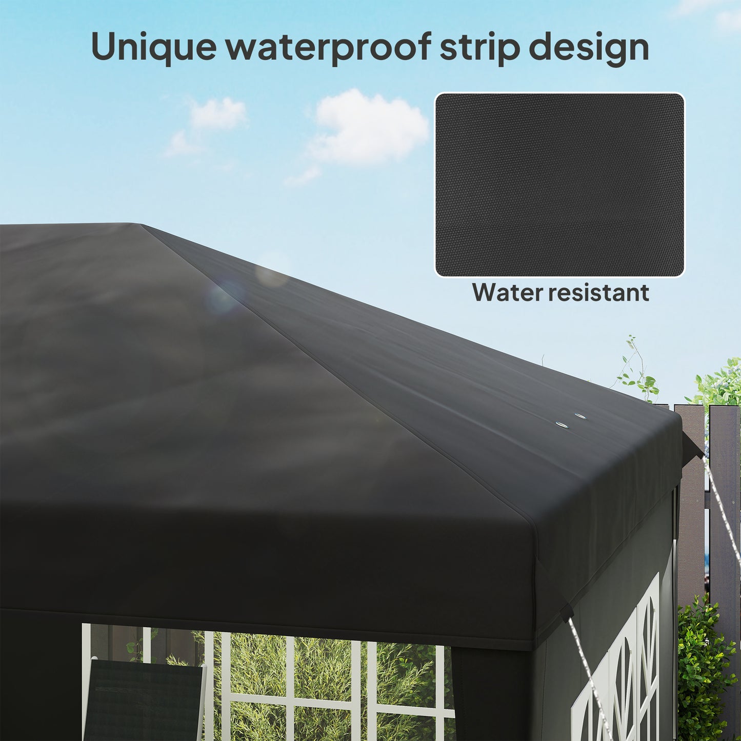 3 x 6m Pop-Up Gazebo, with Removable Walls - Black