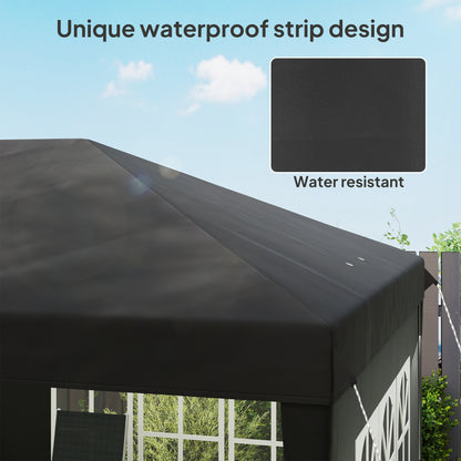 3 x 6m Pop-Up Gazebo, with Removable Walls - Black