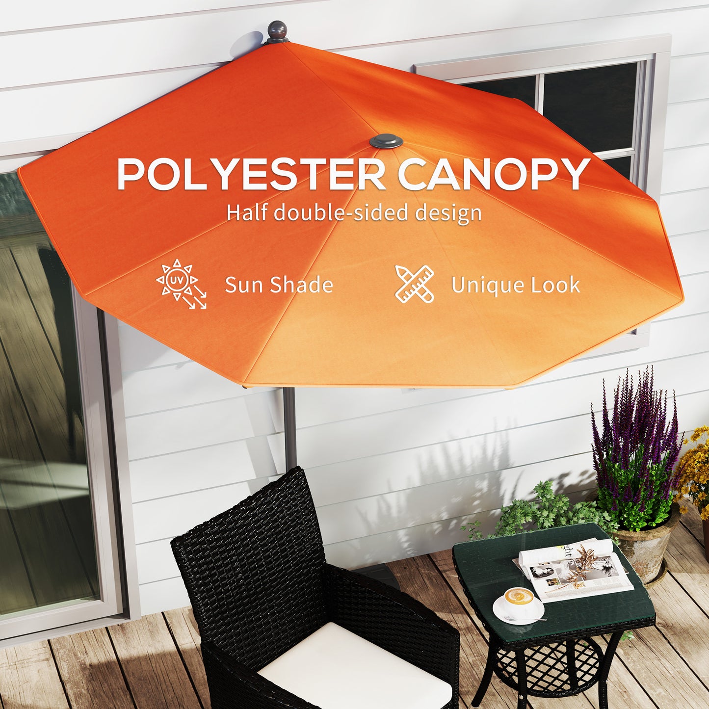 2m Half Parasol Umbrella - Orange