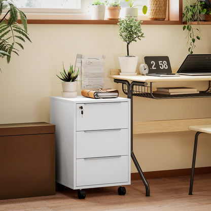Three-Drawer Locking Filing Cabinet - White