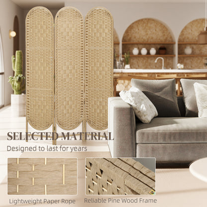 Freestanding Privacy Screen, 3 Panel Folding Room Divider for Living Room, Bedroom and Office, Natural Wood Finish