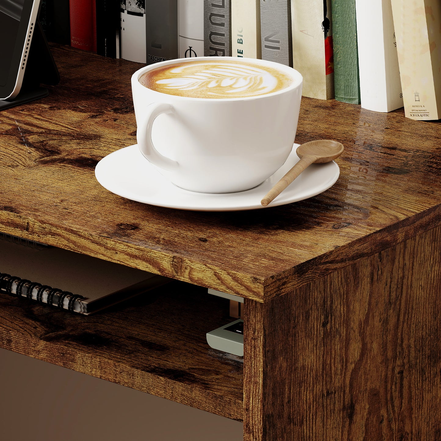 Boxy Work Desk, with Shelf - Wood-Effect