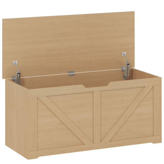 127L Home Storage Box, with Safety Hinges - Nature Wood Finish