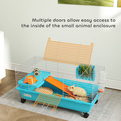 Small Animal Cage Rabbit Guinea Pigs Chinchillas Cage with Wheels Water Bottle