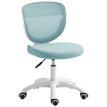 Office Chair, Armless Computer Desk Chair with Breathable Mesh, Adjustable Height, Swivel Wheels, Light Blue