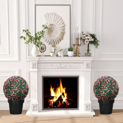 Set of Two Artificial Boxwood Balls Plants - Pink