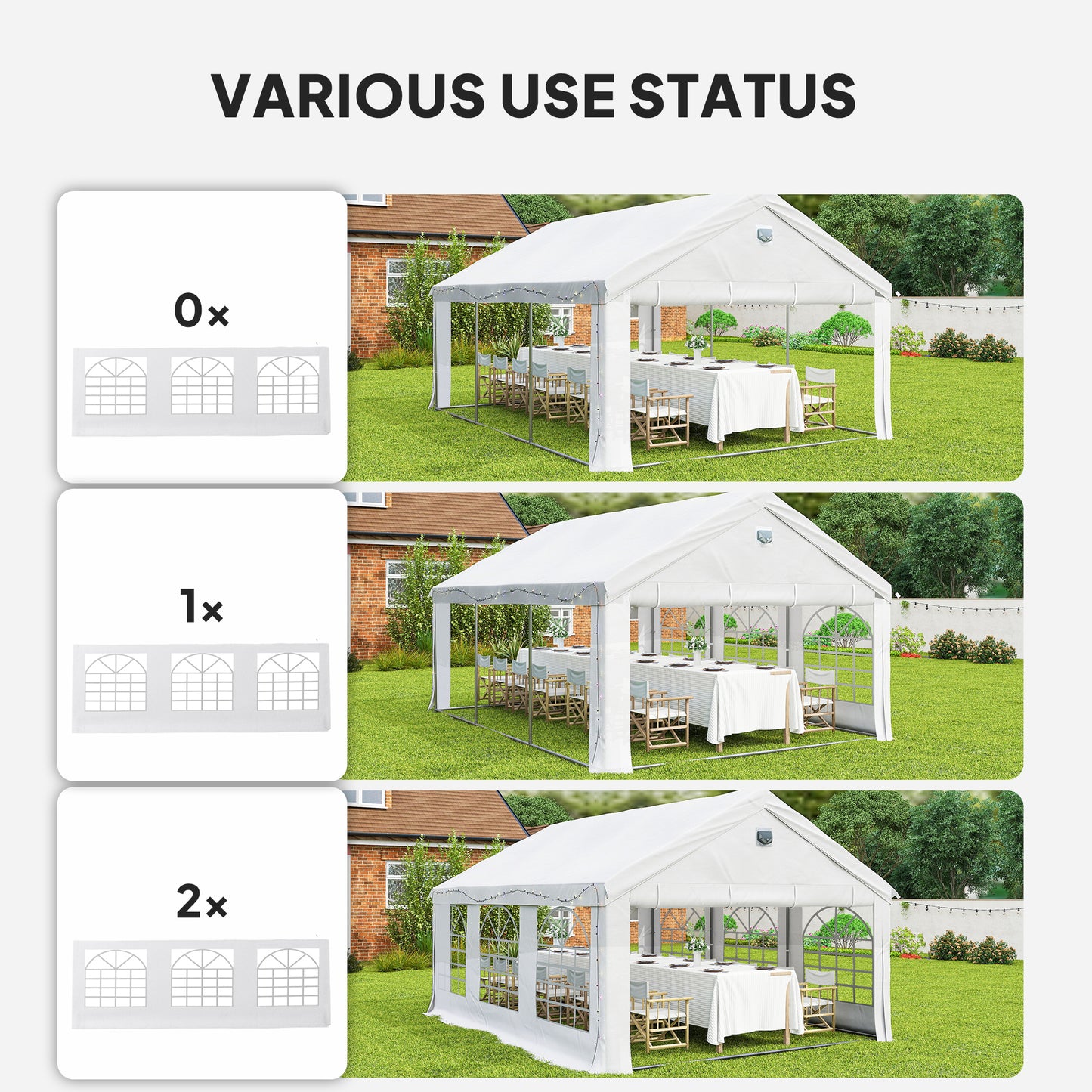 6 x 4 m Party Tent, Heavy Duty Gazebo Canopy with Windows, Outdoor Party Wedding Tent with 4 Removable Sidewalls