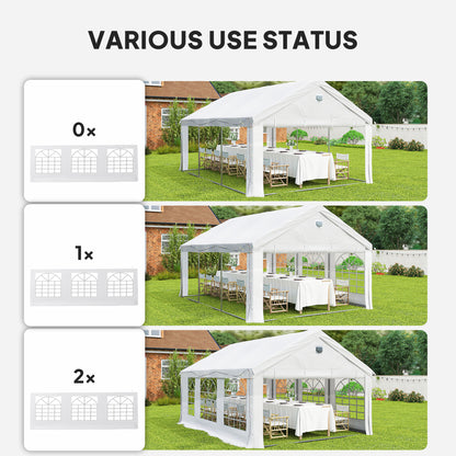 6 x 4 m Party Tent, Heavy Duty Gazebo Canopy with Windows, Outdoor Party Wedding Tent with 4 Removable Sidewalls