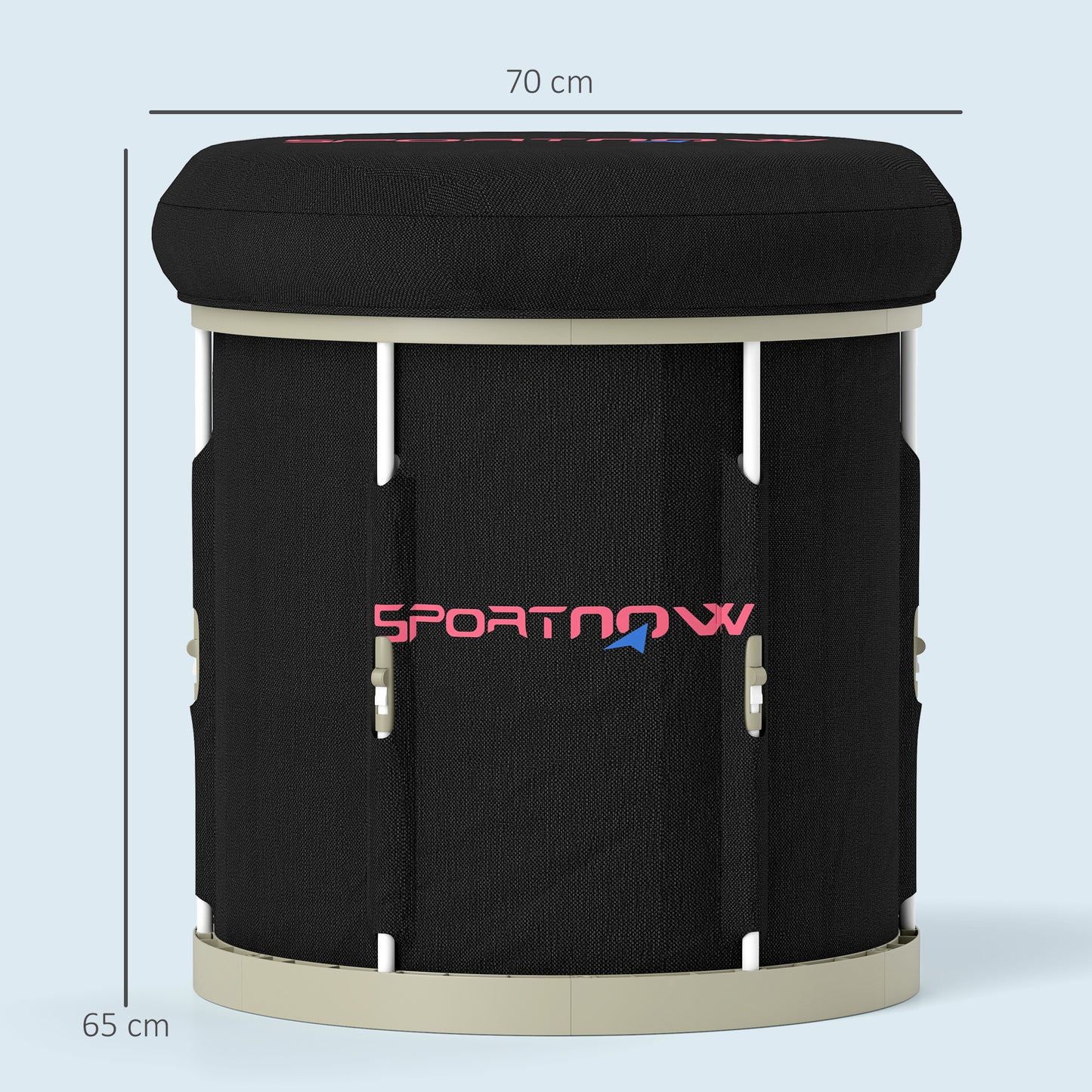 210L Outdoor Ice Bath Tub, with Lid, Cover, Carry Bag, Black