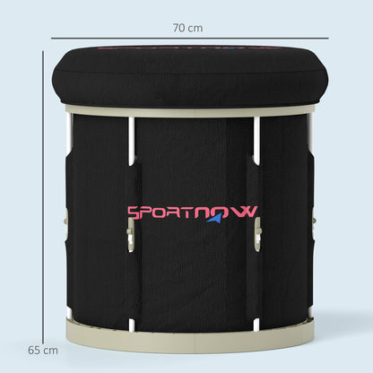 210L Outdoor Ice Bath Tub, with Lid, Cover, Carry Bag, Black