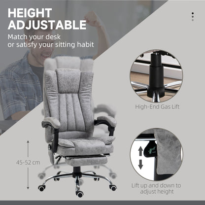 Office Chair with Massage and Heat, Microfibre Reclining Computer Desk Chair with Footrest and Adjustable Height
