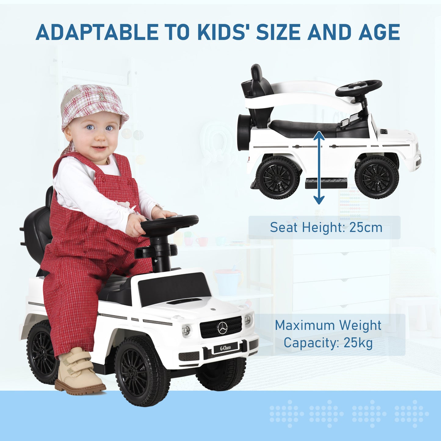 3 in 1 Kids Children Ride on Push Car Toddler Sliding Car G350 Licensed Walker Foot to Floor Slider Push-Along with Horn Stee